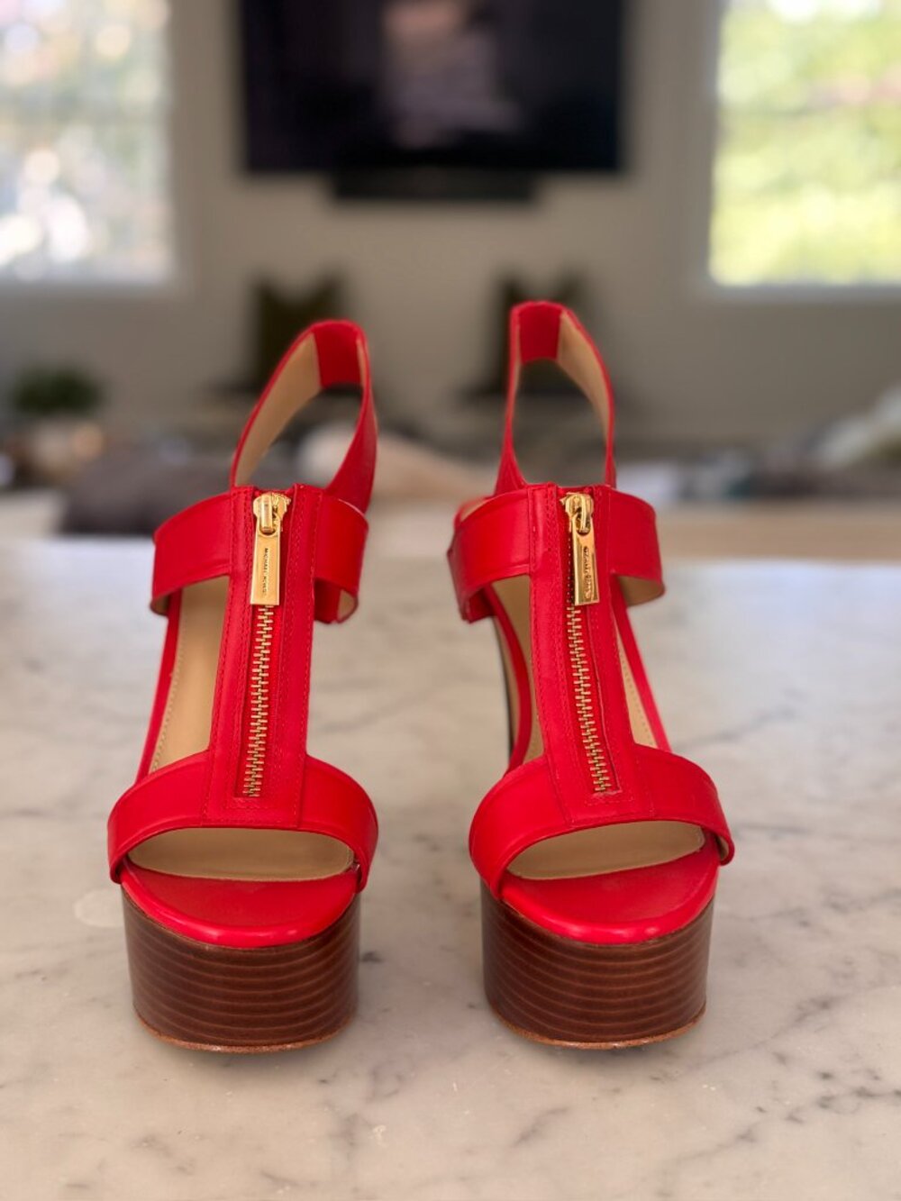 Michael Kors Berkley Leather Red Platform Sandal - Size 6.5 - Picture 4 of 6